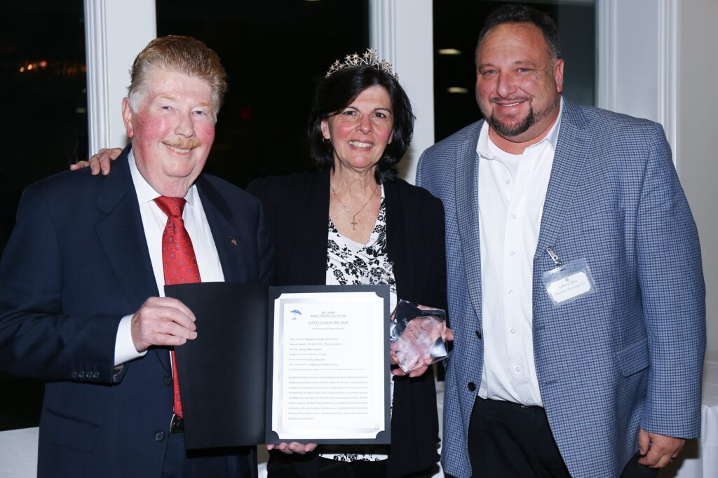 Hamilton Twp School District Business Administrator John Deserable with Safety Star Winner Carol Bowen and Superintendent Dr Jeffery Zito