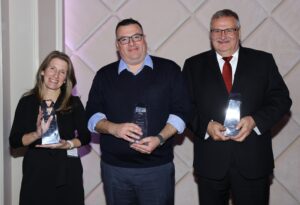 Safety District Winners Kathleen Huder, Lindenwold School BA with Dennis Nettleton Ewing School BA and Eastern Camden County Regional BA Ken Verrill