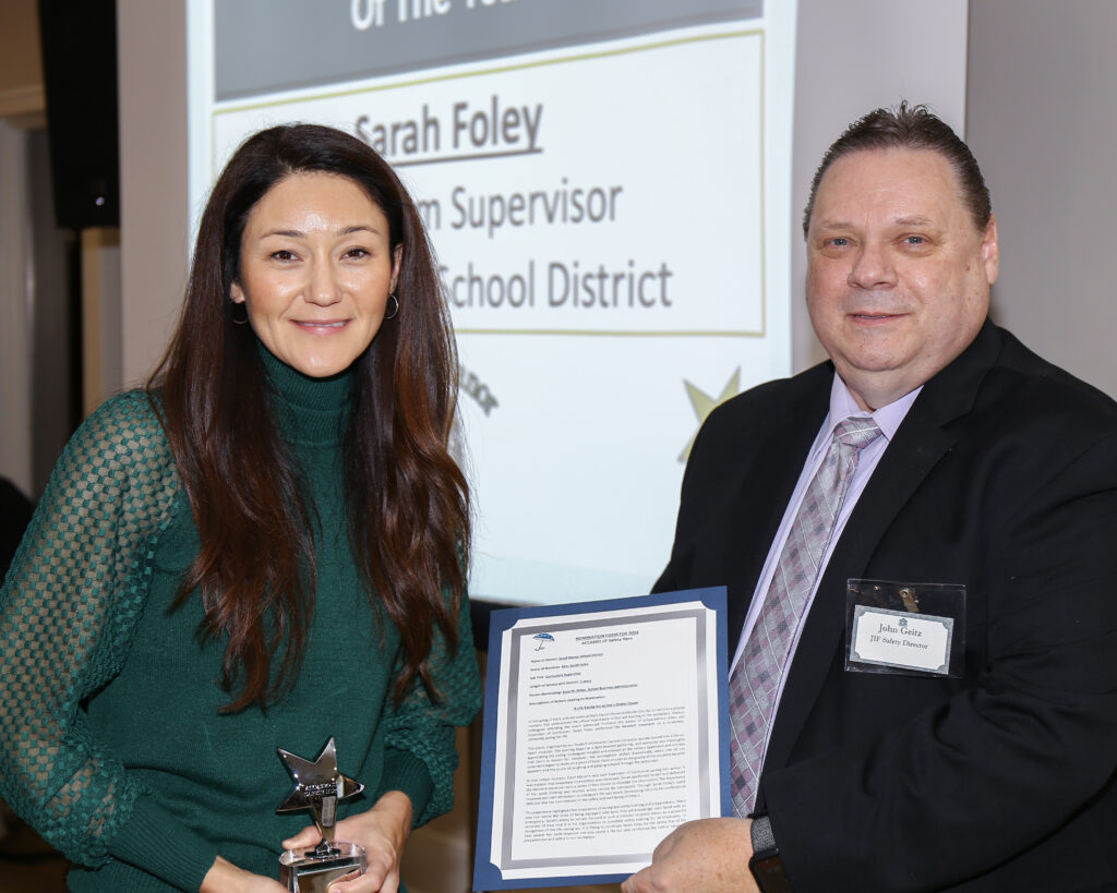 Safety Hero Winner Sarah Foley with Safety Director John Geitz