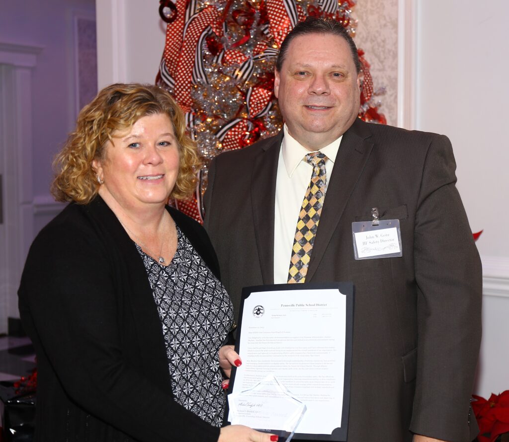 Safety Star Winner Heather Mayhew - Business Administrator from Pennsville with JIF Safety Director John Geitz