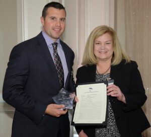Safety Star Winner Mark Mignone- Voorhees BOE Director of Buildings and Grounds with Voorhees Business Administrator Helen Haley