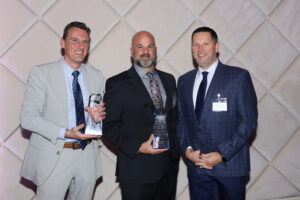 Springfield Superintendent Craig Vaughn with Mt Ephraim School Business Administrator Chris Eberly and Superintendent Michael Hunter
